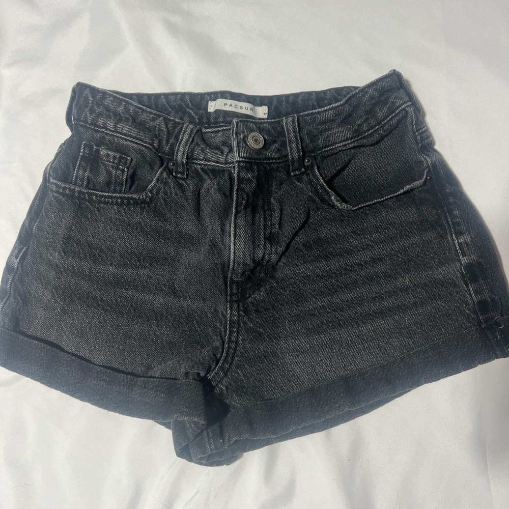 PacSun Black Jean Shorts Distressed Cuffed Hem